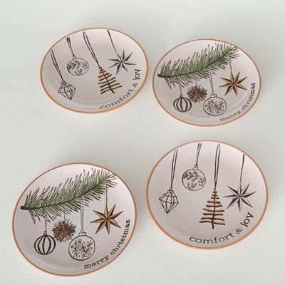 8.75"L Sullivans Christmas Modern White Cozy Snack Plates Set of 4  Multicolor