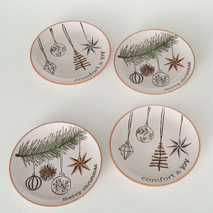 8.75"L Sullivans Christmas Modern White Cozy Snack Plates Set of 4  Multicolor - 1 of 4