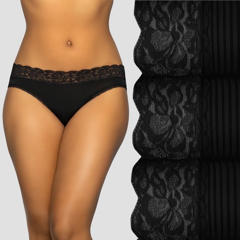 Vanity Fair Womens Flattering Lace Bikini, 3 Pack 18383 - Black