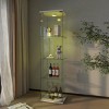 INFURNIC Decorative Bookshelf Modern Glass Display Cabinet 4 Shelf Tempered Glass Storage Organizer, White, 16.73"*14.37"*64.45" - 3 of 4
