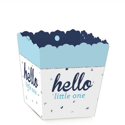 Big Dot of Happiness Hello Little One - Blue and Silver - Party Mini Favor Boxes - Boy Baby Shower Treat Candy Boxes - Set of 12