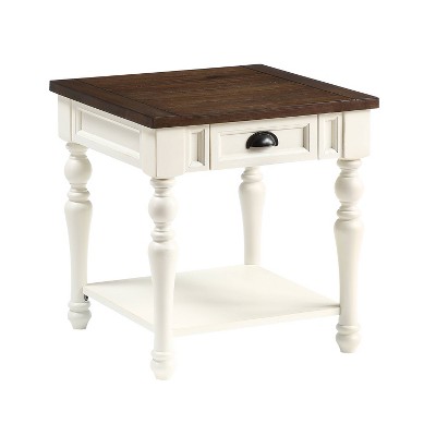 Joanna End Table Ivory/Mocha - Steve Silver Co.: Farmhouse Style, Rubberwood Frame, MDF Veneer Top