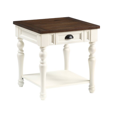 Joanna End Table Ivory/Mocha - Steve Silver Co.: Farmhouse Style, Rubberwood Frame, MDF Veneer Top - image 1 of 4