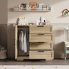 43.3'' H Armoire Wardrobe Closet with 4 Drawers and Hanging Rod, Multifunctional Wood 4 Drawers Dresser with Storage Closet - 4 of 4
