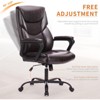 Task Chairs PU Leather with Adjustable Fixed Lumbar Support Office Chair in Brown with Fixed Armrest Strong Metal Base - 2 of 4