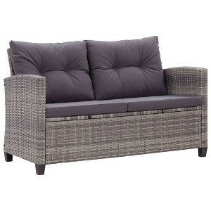 vidaXL 6 Piece Outdoor Sofa Set with Cushions, Poly Rattan Patio Furniture - Weather-Resistant, Removable Covers, Dark Gray - 1 of 4