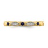Black Bow Jewelry 14k Yellow Gold Created Sapphire & .05 Ctw Diamond Stackable Band - 4 of 4