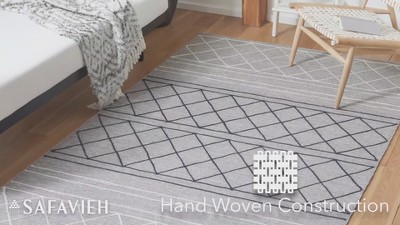 Gray and White Striped Kilim Wool Area Rug 4' x 6'