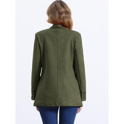 INSPIRE CHIC Women's Lapel Collar One-Button Long-Sleeve Blazer Army Green X-Large — фото 3