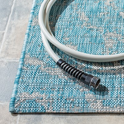 Elegant Gray Synthetic Rectangular Easy-Care Indoor/Outdoor Rug