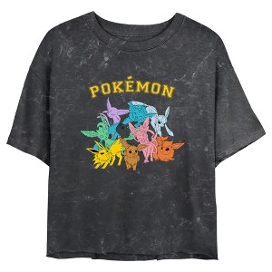 Juniors Womens Pokemon Eeveelutions Mineral Wash Crop T-Shirt - 1 of 4