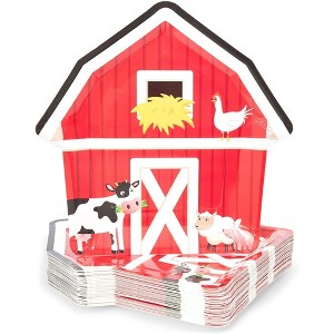 Blue Panda 48 Pcs Farm House Disposable Party Paper Plates Barnyard Animal Birthday Supplies Baby Shower - 1 of 4