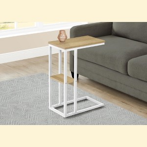 Vynxaria Contemporary C-Shaped Accent Table - Natural Laminate & White Metal, 18.25" L x 10.25" W x 25.25" H - 1 of 4