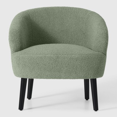WestinTrends Alexandria 29" Wide Mid Century Modern Faux Shearling Barrel Accent Arm Chair