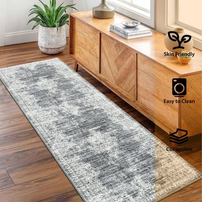 Machine Washable Area Rug for Bedroom Foldable Ultra Thin Low Pile Carpet Non Slip Indoor Floor Cover