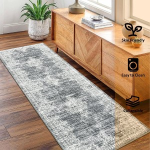 Machine Washable Area Rug for Bedroom Foldable Ultra Thin Low Pile Carpet Non Slip Indoor Floor Cover - 1 of 4