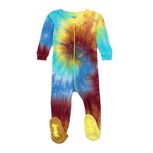 Leveret Toddler Footed Cotton Pajamas Tie Dye 1 Swirl 6 12 Month