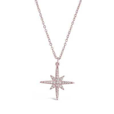 SHINE by Sterling Forever Sterling Silver CZ Starburst Pendant