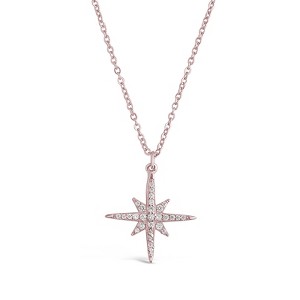 SHINE by Sterling Forever Sterling Silver CZ Starburst Pendant - 1 of 2