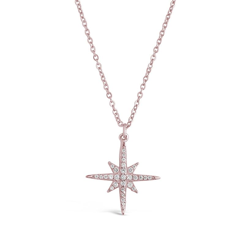 SHINE by Sterling Forever Sterling Silver CZ Starburst Pendant, 1 of 4