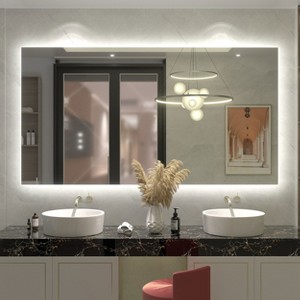 Apmir Super Bright 192 LEDs/m Back LED Lighted Anti-Fog Tempered Glass Bathroom/Vanity Mirror with ETL & 3-Year Warranty - 1 of 4