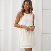 Knit & Lounge Women’s Waffle Knit Tank Dress Scoop Neck Drawstring Waist Sleeveless Casual Fit Lightweight Texture - 4 of 4