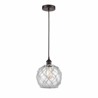 Farmhouse Rope - 1 Light Cord Hung Mini Pendant In Industrial Style-10.75 Inches Tall and 8 Inches Wide