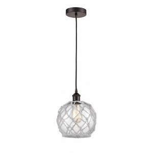 Farmhouse Rope - 1 Light Cord Hung Mini Pendant In Industrial Style-10.75 Inches Tall and 8 Inches Wide - 1 of 1