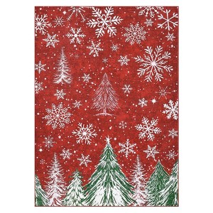 Coolmee Christmas Tree Snowflake Non Slip Kitchen Rugs ,  Forest Washable Kitchen Runner Rug Sets for Winter New Year Xmas Party Green - 1 of 4