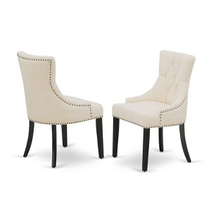 HomeStock Parson Dining Room Chairs -Light Beige Linen Fabric Padded Chairs, Set of 2, Black - 1 of 4