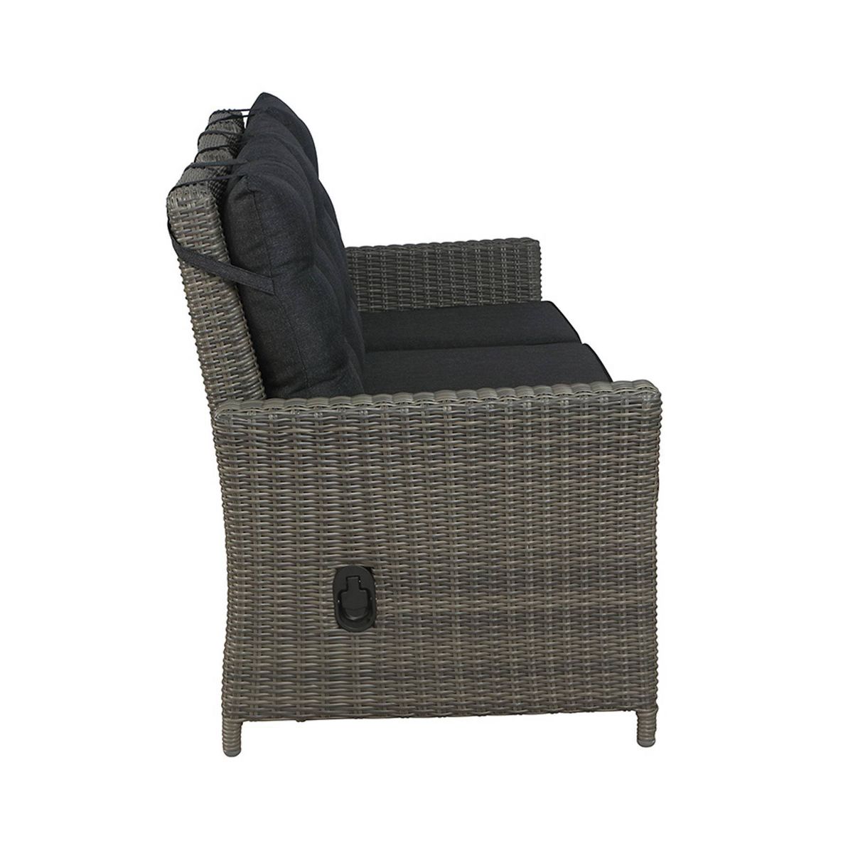 Alaterre Furniture Asti Wicker 3 Seat Reclining Sofa with Cushions Gray: Weather-Resistant Patio Furniture - thumbnail 4