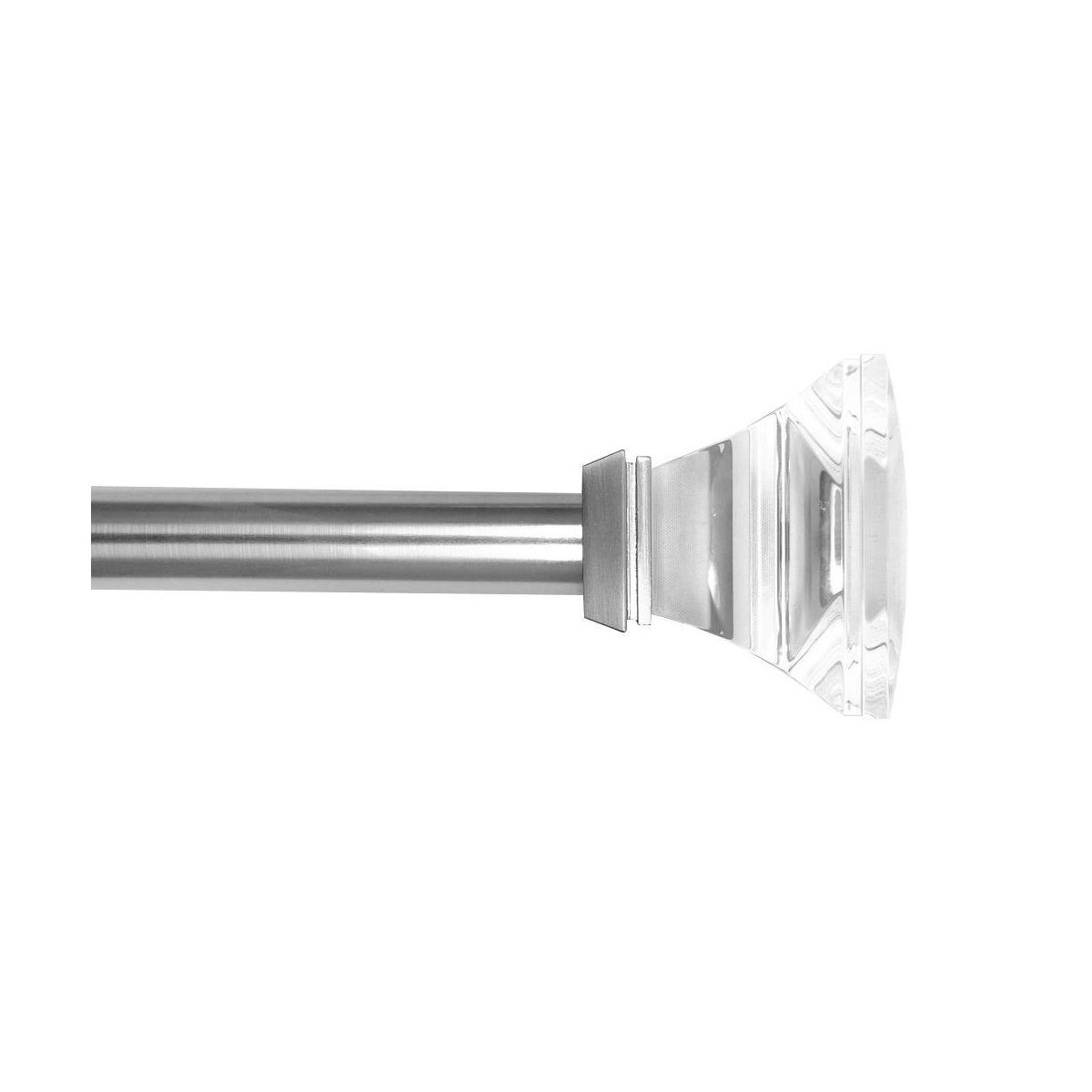 Decorative Drapery Curtain Rod with Acrylic Square Finials Brushed Nickel - Lumi Home Furnishings