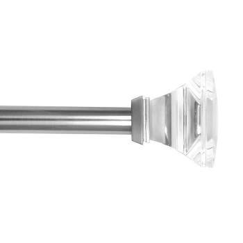Decorative Drapery Curtain Rod with Acrylic Square Finials Brushed Nickel - Lumi Home Furnishings