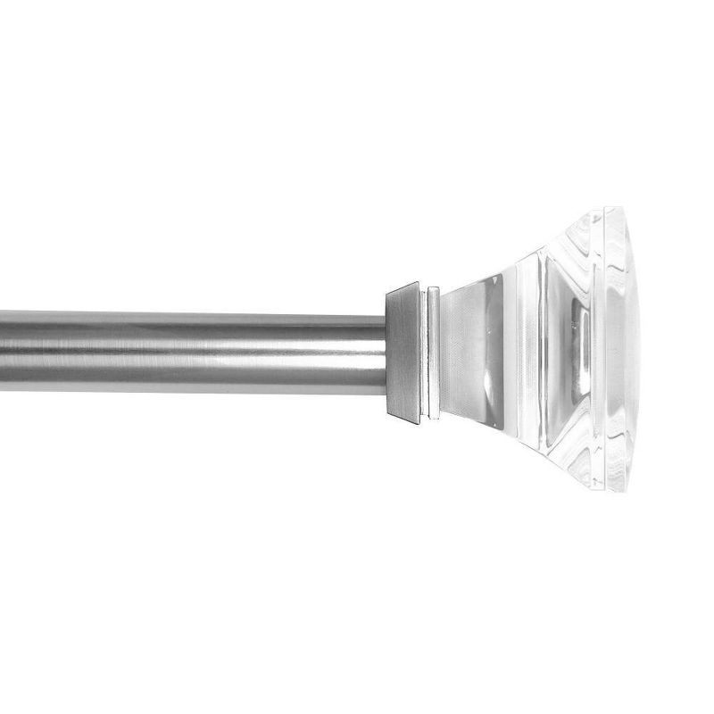 Decorative Drapery Curtain Rod with Acrylic Square Finials Brushed Nickel - Lumi Home Furnishings, 1 of 7