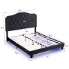 Okak Queen Size Bed Frame Upholstered Bed Button Tufted with Curve Design - Strong Wood Slat Support, Light Grey Velvet, LED Light - 3 of 4