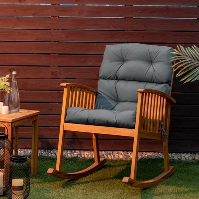 Gray 44" x 22" Tufted Suede Outdoor Chair Cushion