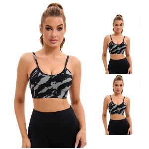 INSPIRE CHIC 3 Pcs Women's Tie-Dye Adjustable Straps U Back Wirefree Full Support Workout Sports Bras - 1 of 4