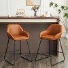 Beautyolove 24 in. Brown Faux Leather Upholstered Counter Height Bar Stool Swivel Counter Stool - 2 of 4