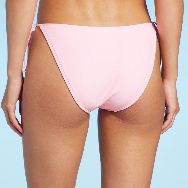 Women's Side-Tie Cheeky Low-Rise High Leg Bikini Bottom - Wild Fable™ Pink, 3 of 11