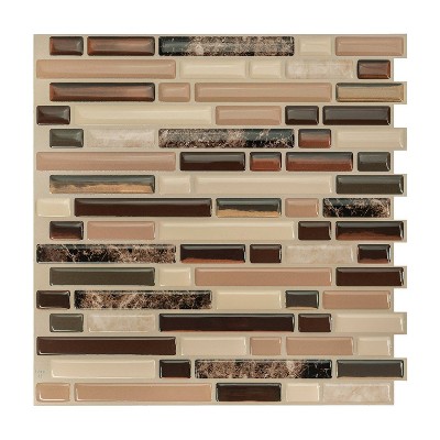 Smart Tiles 10.06'' X 10'' Self Adhesive 3D Peel and Stick Backsplash Tiles Brown