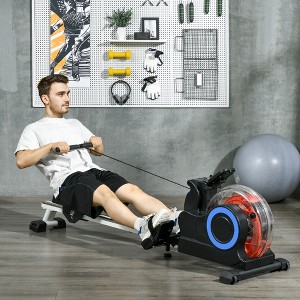Whisen Foldable Water Rowing Machine with Two Wheels, Adjustable Resistance,  Tablet Holder, Home Gym Fitness Equipment - 1 of 4