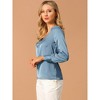 Allegra K Women's Elegant Satin Long Sleeve Office Work Blouses - 4 of 4