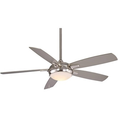 54" Minka Aire Modern Indoor Ceiling Fan with LED Light Brushed Nickel Silver Etched Opal Glass for Living Room Kitchen Bedroom