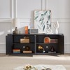 Sideboard Storage Cabinet TV Stand with wave pattern Buffet Cabinet Wooden Vertical Striped Cabinet for Kitchen - 4 of 4