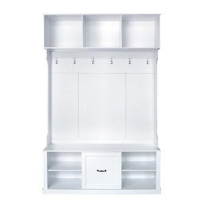 Vynxaria Hall Trees: 57-Inch Entryway Organizer with Bench, Hooks, and Storage Drawer - 1 of 4