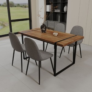 NicBex Dining Table Set for 4 Modern Kitchen Table with Walnut Wooden Tabletop, Metal Frame and 4 Suede Chairs for Kitchen - 1 of 4