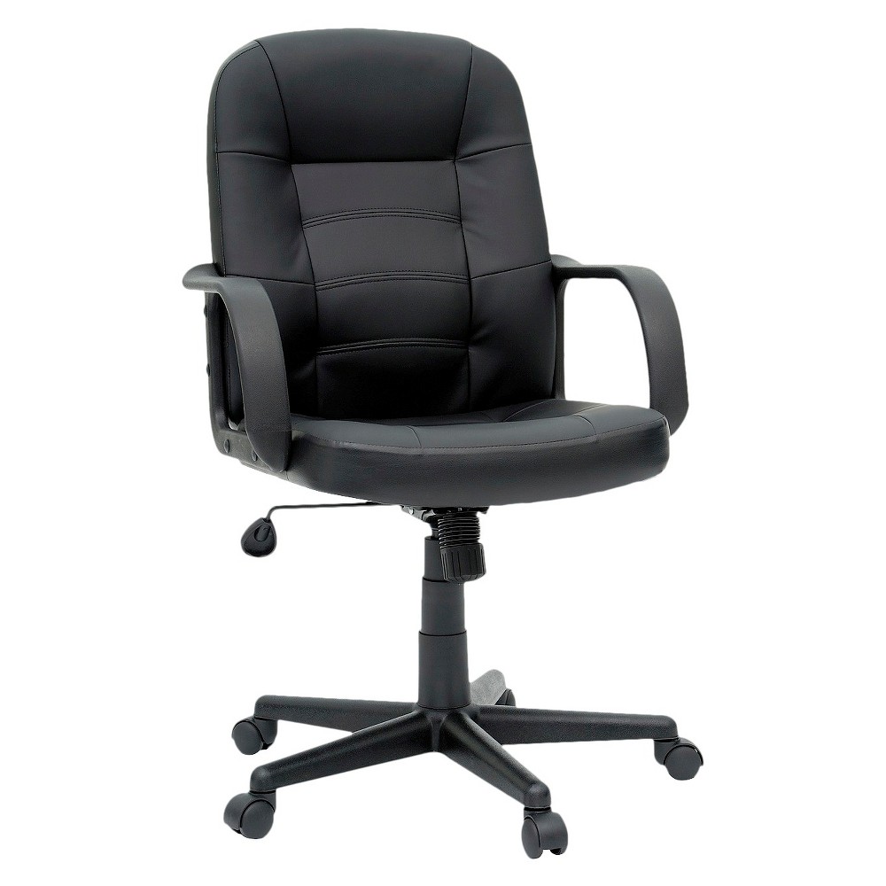 Photos - Computer Chair Office Chair Bonded Leather Black - Room Essentials™