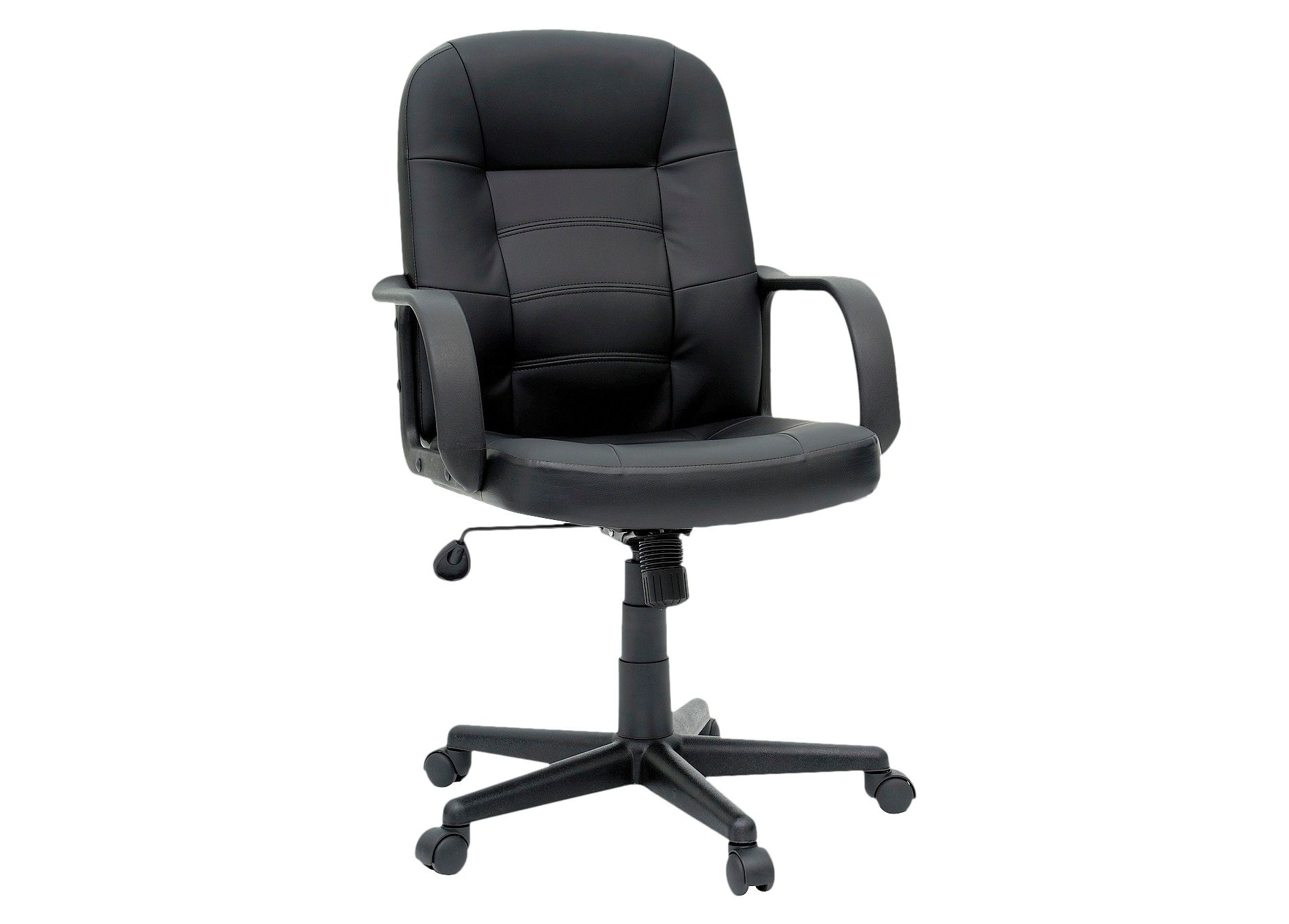 Office Dorm Chair Bonded Leather Black - Room Essentials™: Ergonomic Swivel, Adjustable Height, Foam Padding