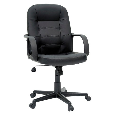in Black Essentials Collection Armless Leather Desk Chair 