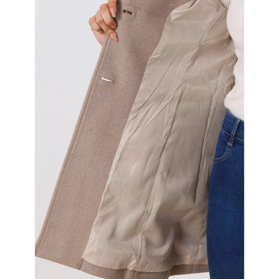INSPIRE CHIC Women's Winter Shawl Collar Wrap Tie Belted Single Breasted Long Pea Coat Small Light Khaki — фото 5